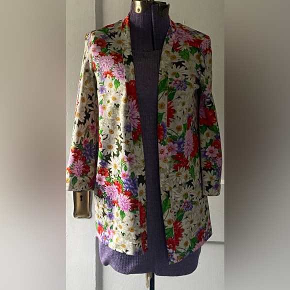 Vintage Goldworm Dress/Sweater Set Floral Small/Medium - Picture 4 of 10